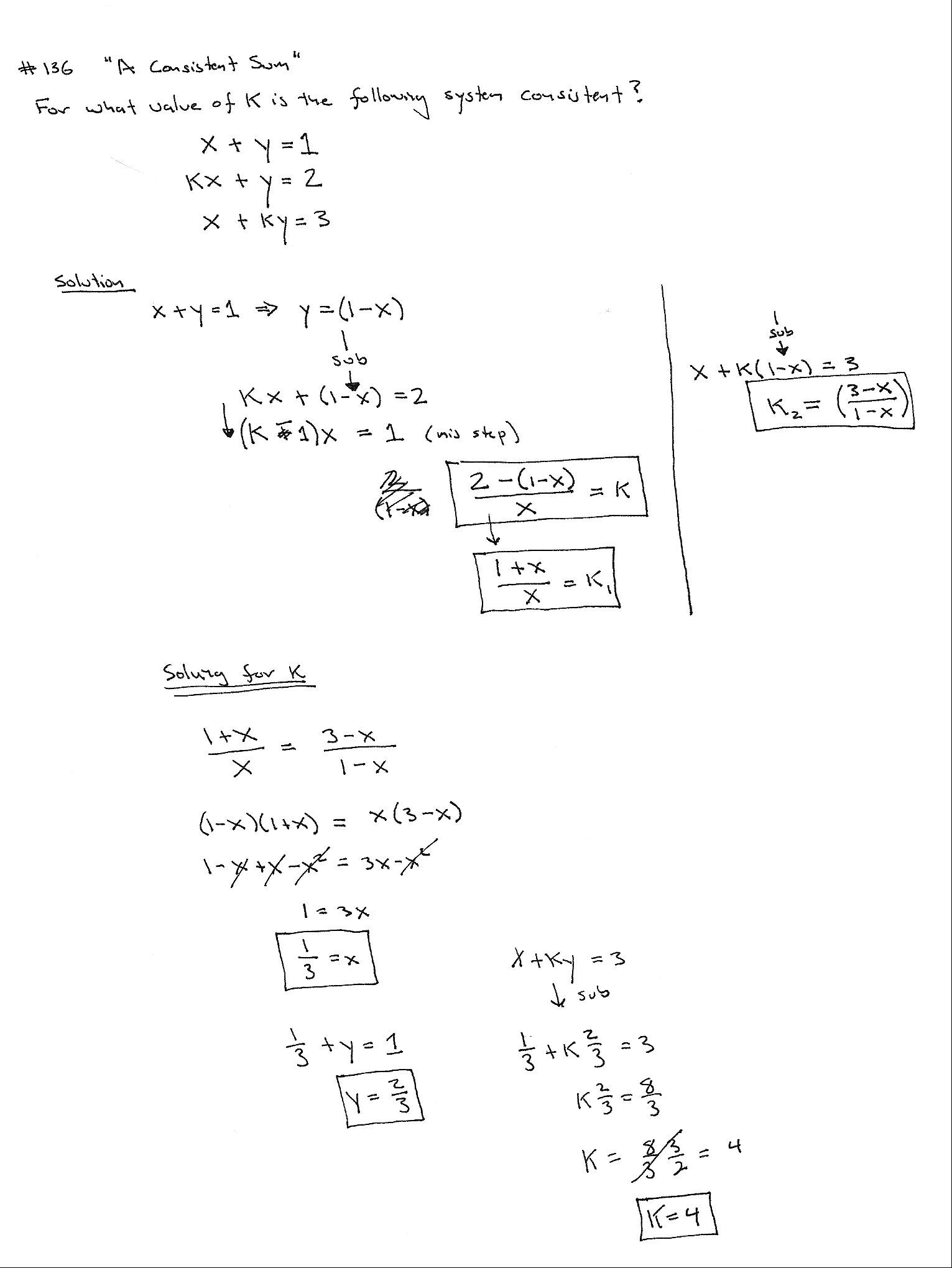 Solve for K