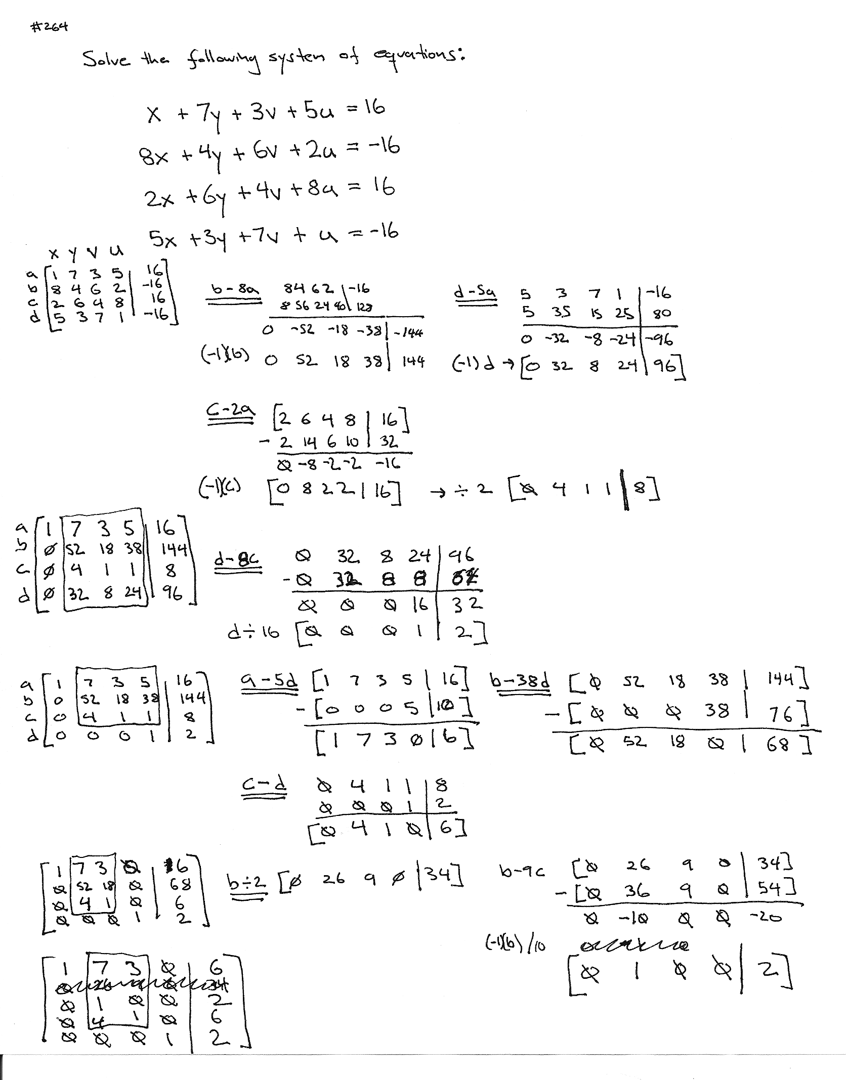 Solve the four equations with four unknowns